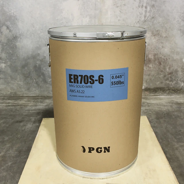 Large industrial drum of PGN ER70S-6 MIG solid wire, 550 lbs.